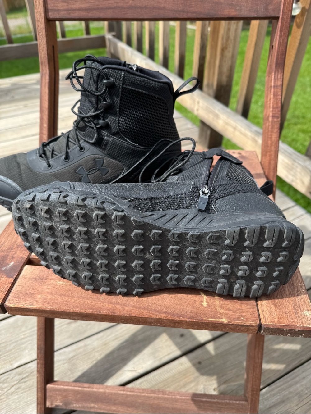 Under Armour Tactical Boots Men’s 9.5 Black Side Zip Duty Hiking Combat - Picture 2 of 7